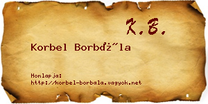 Korbel Borbála névjegykártya